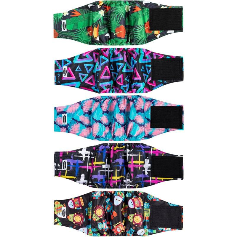 Male Dog Diapers, High Absorbing Belly Bands for Male Dogs, Washable Reusable Wraps (5 Pack)