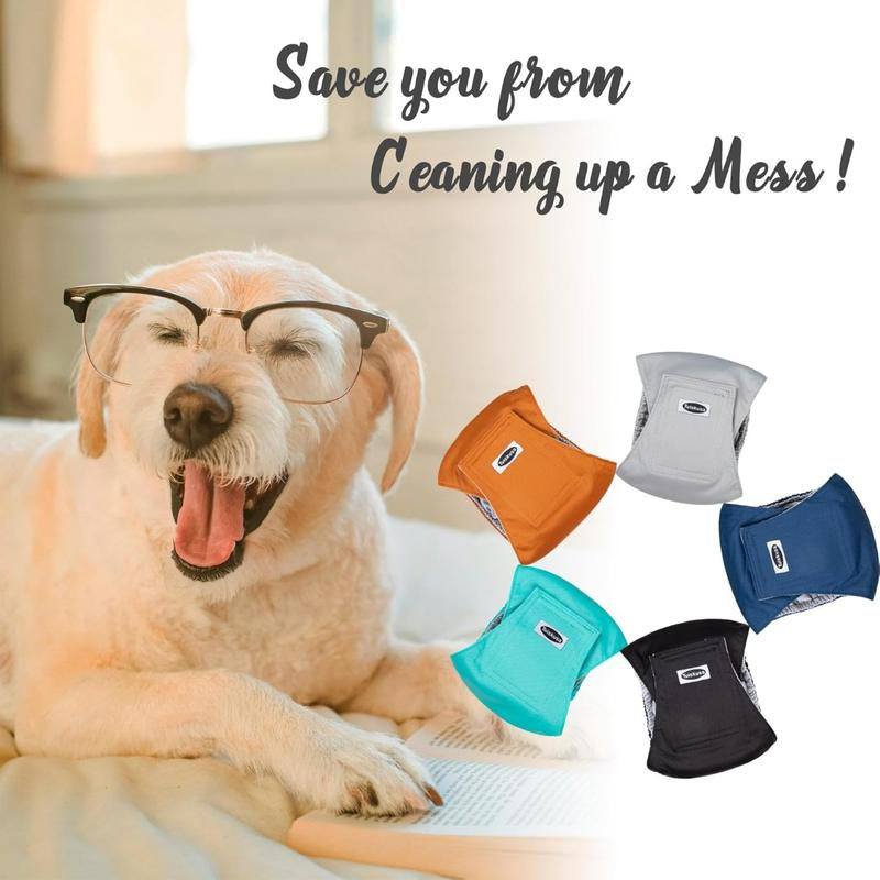 Male Dog Diapers, High Absorbing Belly Bands for Male Dogs, Washable Reusable Wraps (5 Pack)