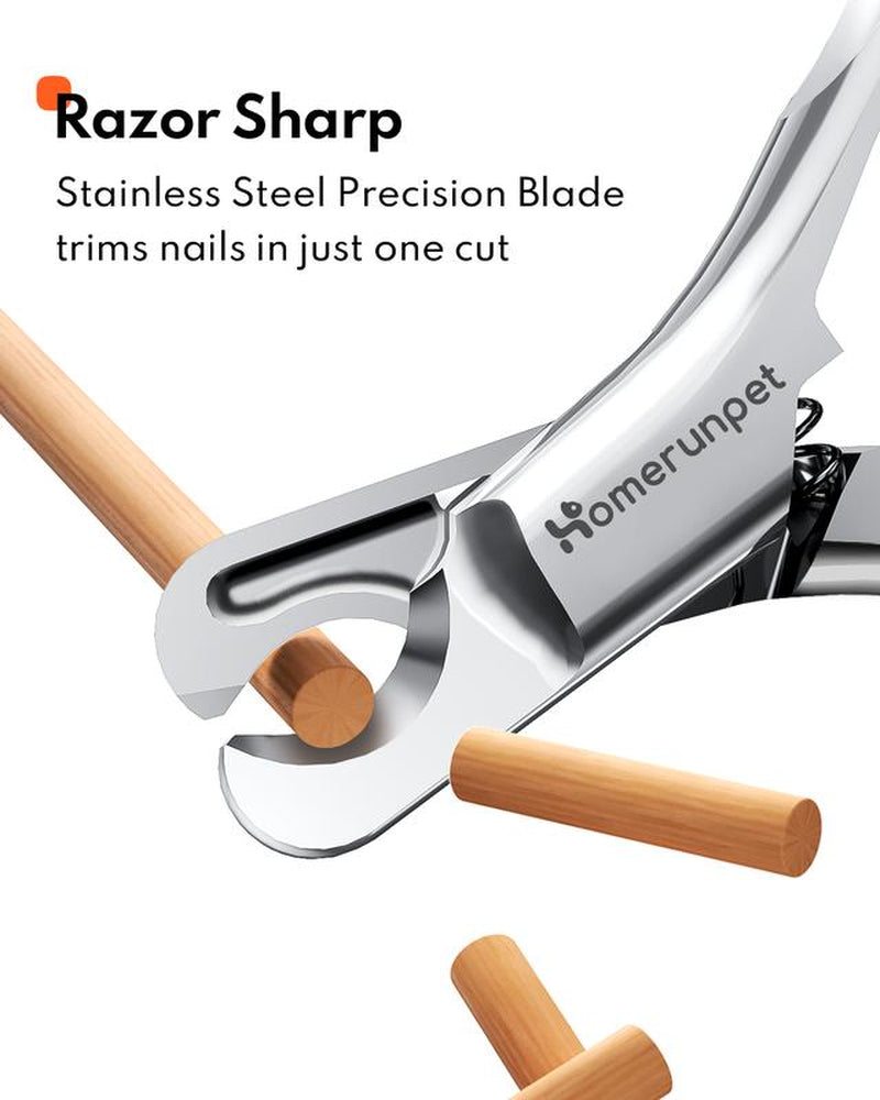 Homerunpet Stainless Steel Pet Nail Clippers for Small Dogs & Cats - Safe & User Friendly Design for Easy Nail Trimming - Universal Fit for Pet Care Enthusiasts