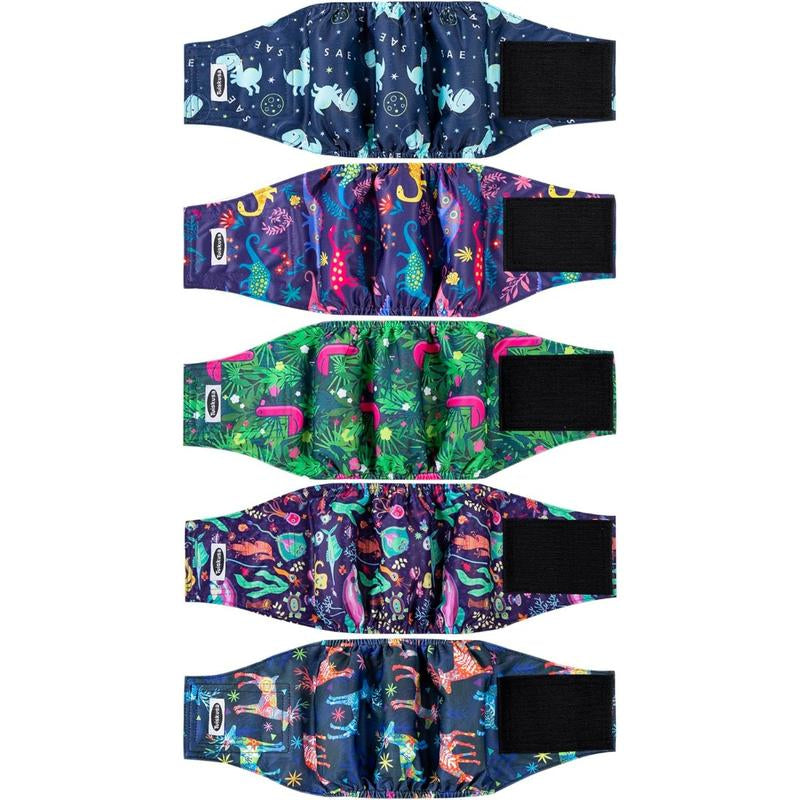 Male Dog Diapers, High Absorbing Belly Bands for Male Dogs, Washable Reusable Wraps (5 Pack)